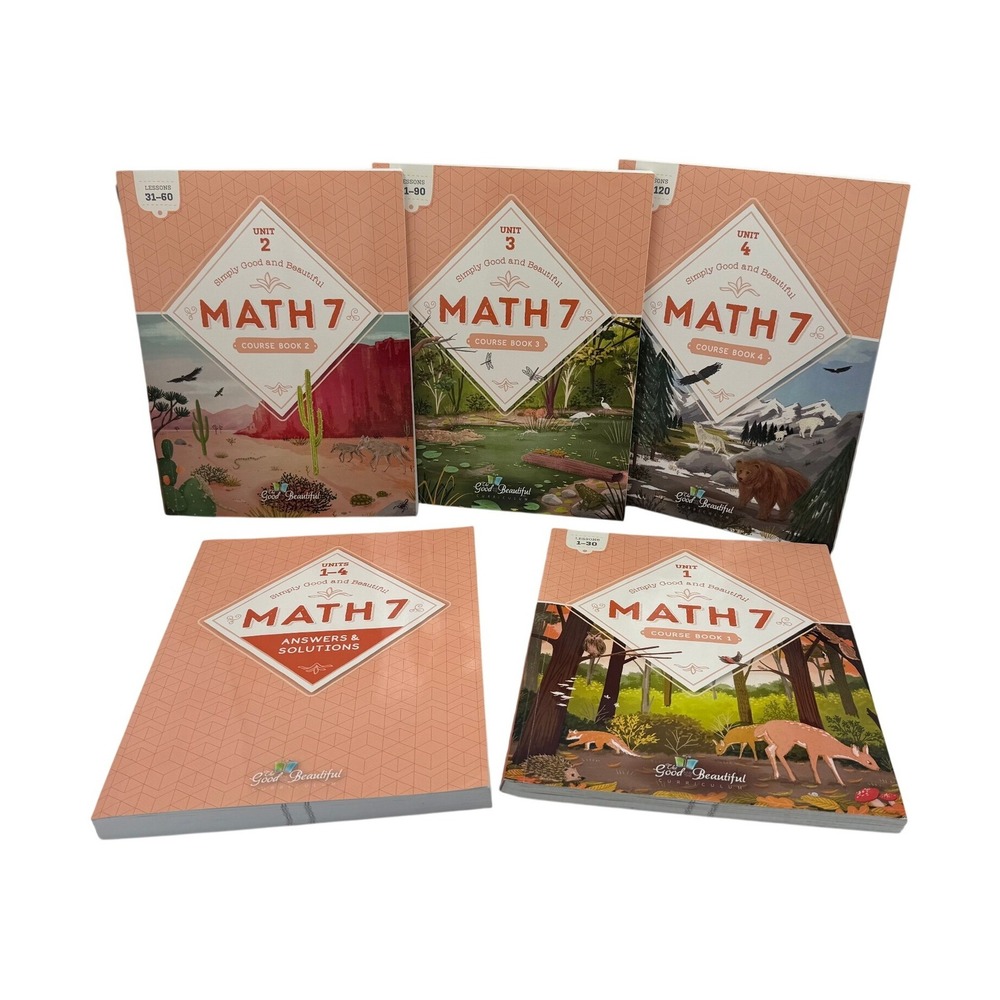 The Good and the Beautiful Math 7 Course Books 1-4 and Answer Key Set 2024